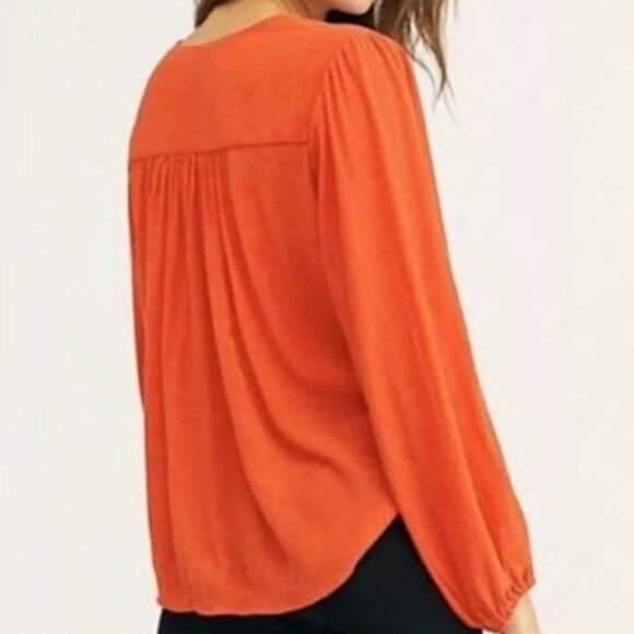FREE PEOPLE Check On It Faux Wrap Top in Flame - Picture 3 of 11